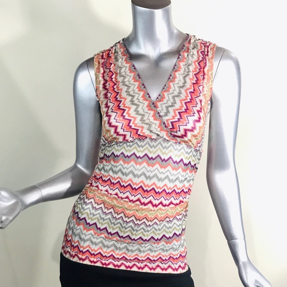 Ann Taylor Women’s XSP Sleeveless Fitted Blouse Geometric Knit Top Colorful - Picture 16 of 16